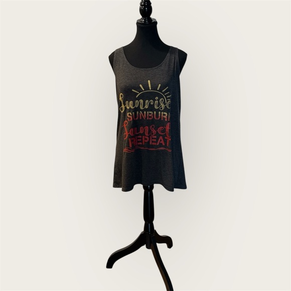 Amazon Tops - Amazon Black Tank Top with Sunrise Graphic